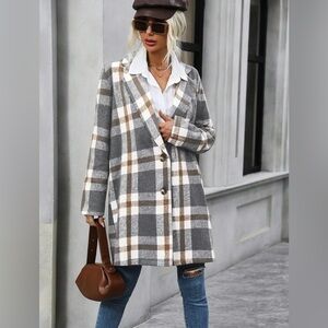 Plaid Shacket Women's Oversized Flannel Button Up Jacket NWOT Size Large